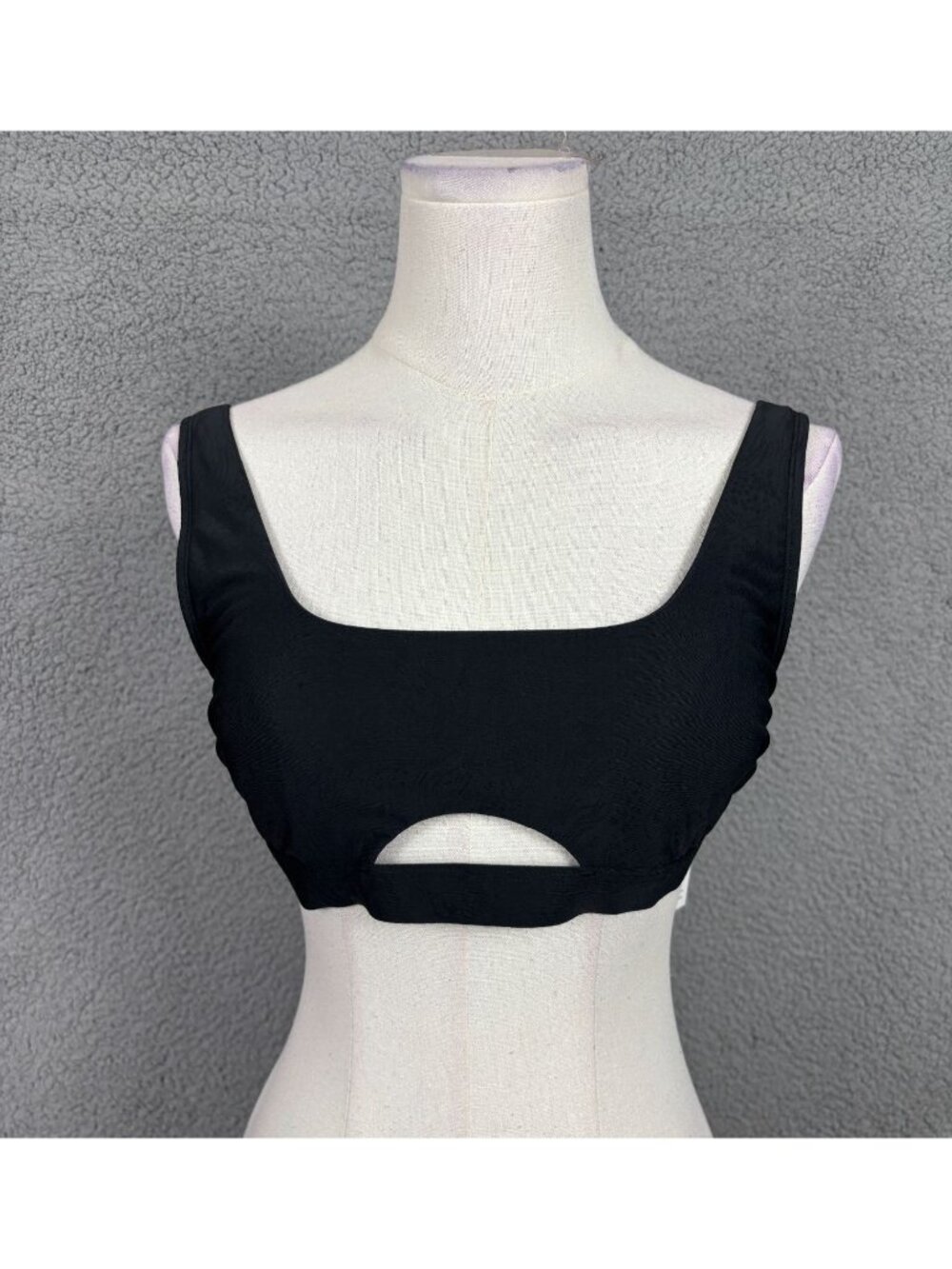 Cupshe  Women's  Square Neck Bikini Top Textured Cutout Design Black Size M NWTs
